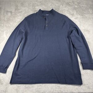 Rochester Mens  1/4 Button Collared Pullover 100% Cotton Navy Size 2XLT